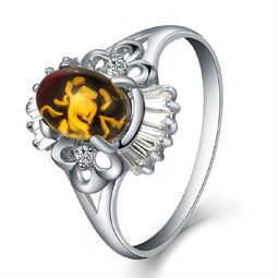 足金鑲嵌與銀鑲琥珀戒指 價格、廠家、圖片全解析